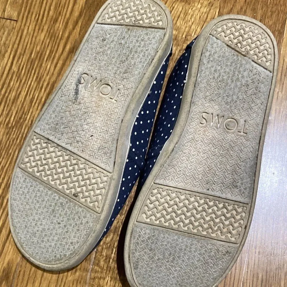 TOMS Girls Navy Blue Polka Dots Slip-on Size 1 Alpargata